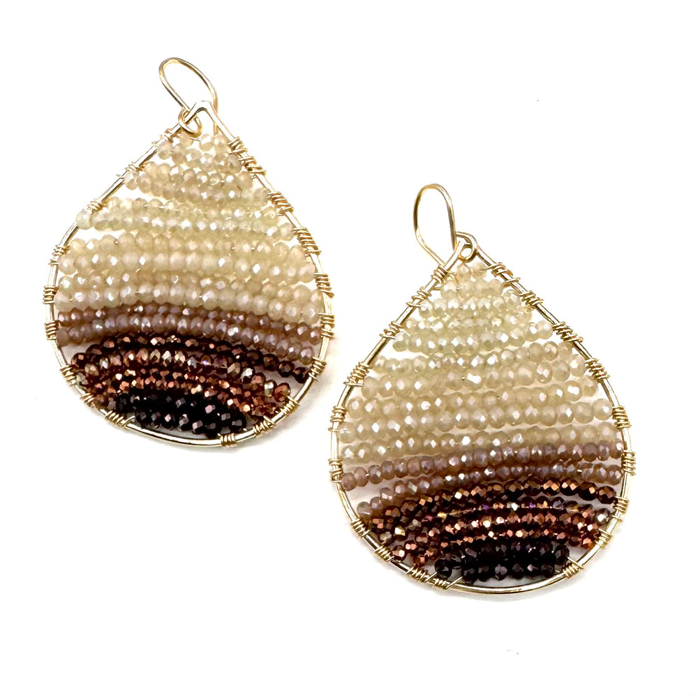 Gold Teardrops Earrings in Neutral Ombre, Medium