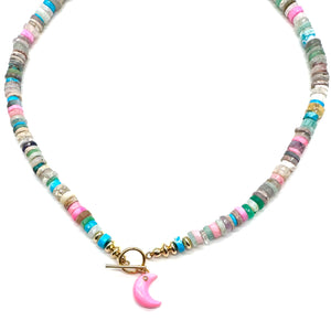 Candy Necklace - Multi Stone w/Gold Toggle Clasp 16.5”