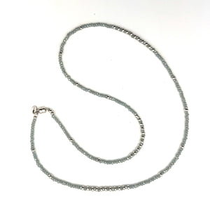 Triple Wrap Bracelet - Light French Grey + Silver Rondelles