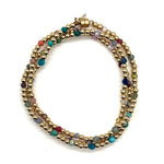 Triple Wrap Bracelet - Multi Gemstone + Gold Rounds