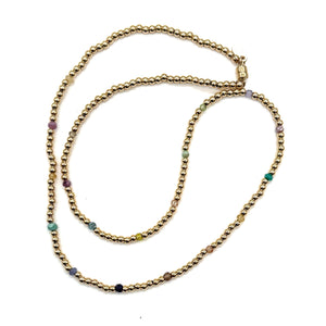 Triple Wrap Bracelet - Gold Rounds + Multi Gemstones