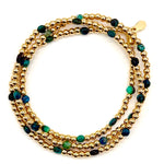 Triple Wrap Bracelet - Chrysocolla + Gold Rounds