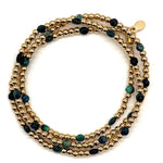 Triple Wrap Bracelet - Chrysocolla + Gold Rounds