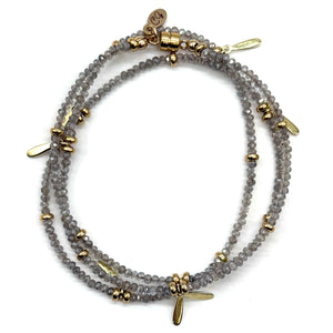Triple Wrap Bracelet - Labradorite + Skinny Teardrops