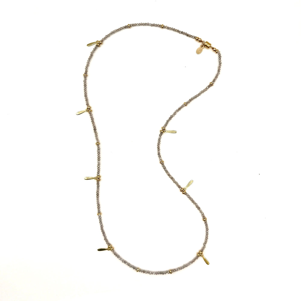 Triple Wrap Bracelet - Labradorite + Skinny Teardrops