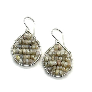 Silver Teardrop Earrings in White Sapphire, Small