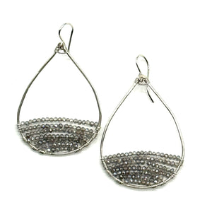 Silver Teardrop Earrings in Labradorite, Medium