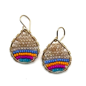 Gold Teardrop Earrings in Wildflower, Small
