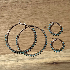 Gold Hoops with Turquoise, Large
