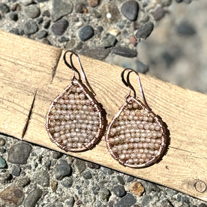 Rose Gold Teardrop Earrings in Citrine, Small