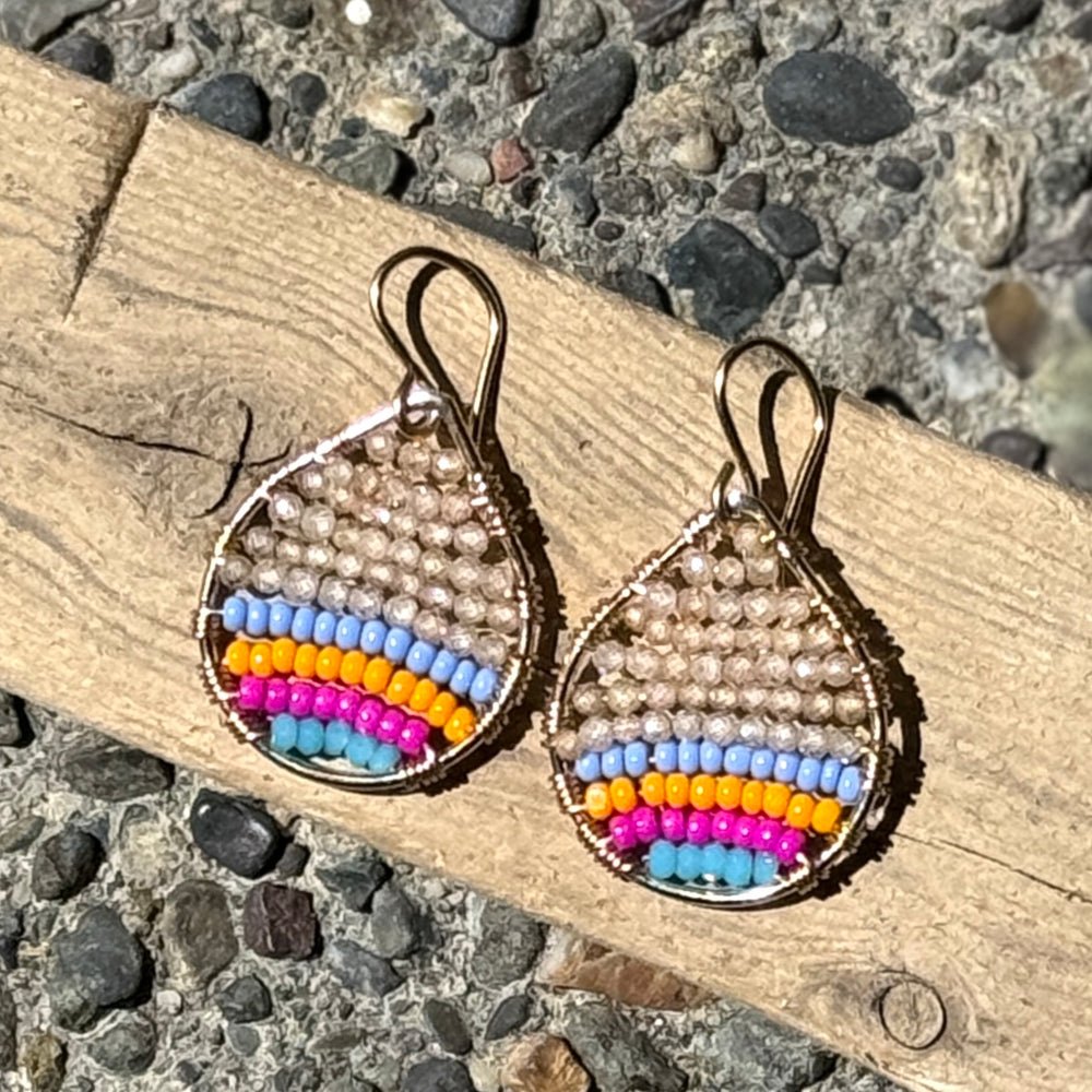 Gold Teardrop Earrings in Wildflower, Small