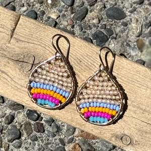 Gold Teardrop Earrings in Wildflower, Small