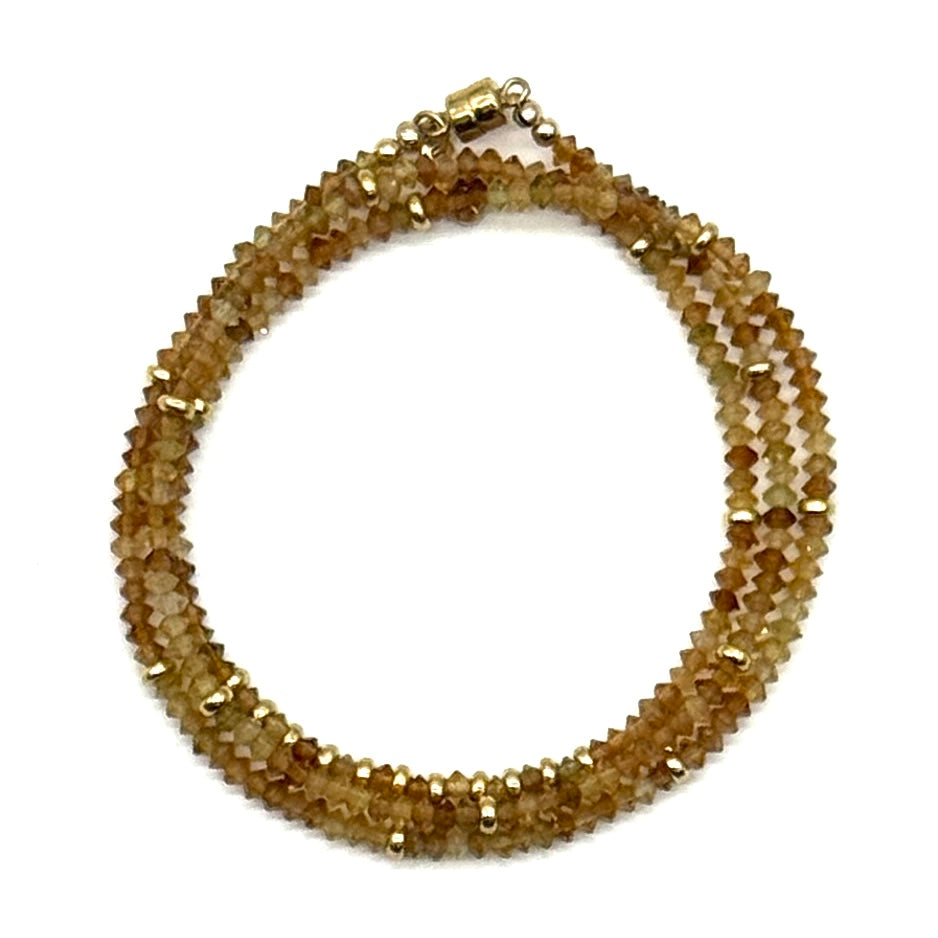 Triple Wrap Bracelet - Citrine + Gold Filled Rondelles