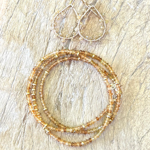 Triple Wrap Bracelet - Citrine + Gold Filled Rondelles