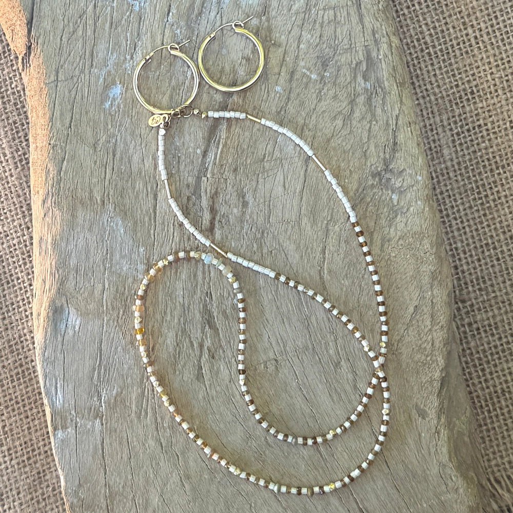 Opal, Tourmaline + Gold Necklace - 20"