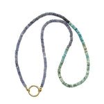 Opal + Tanzanite Necklace w/ 14K Gold Sapphire Round Lock