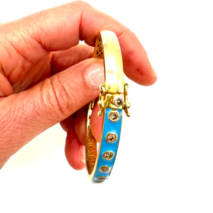 18K Gold Vermeil with Blue Enamel + Diamonds Bangle