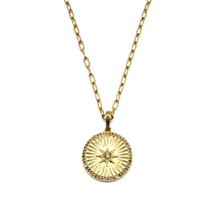 18K Gold Vermeil + Diamond Round Star Pendant