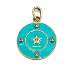 18K Gold Vermeil Diamond Round Star Enamel Pendant