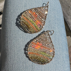 Gold Teardrop Earrings in Rain Forrest Technicolor, Medium