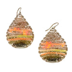 Gold Teardrop Earrings in Rain Forrest Technicolor, Medium