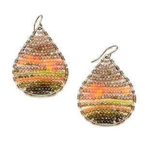 Gold Teardrop Earrings in Rain Forrest Technicolor, Medium
