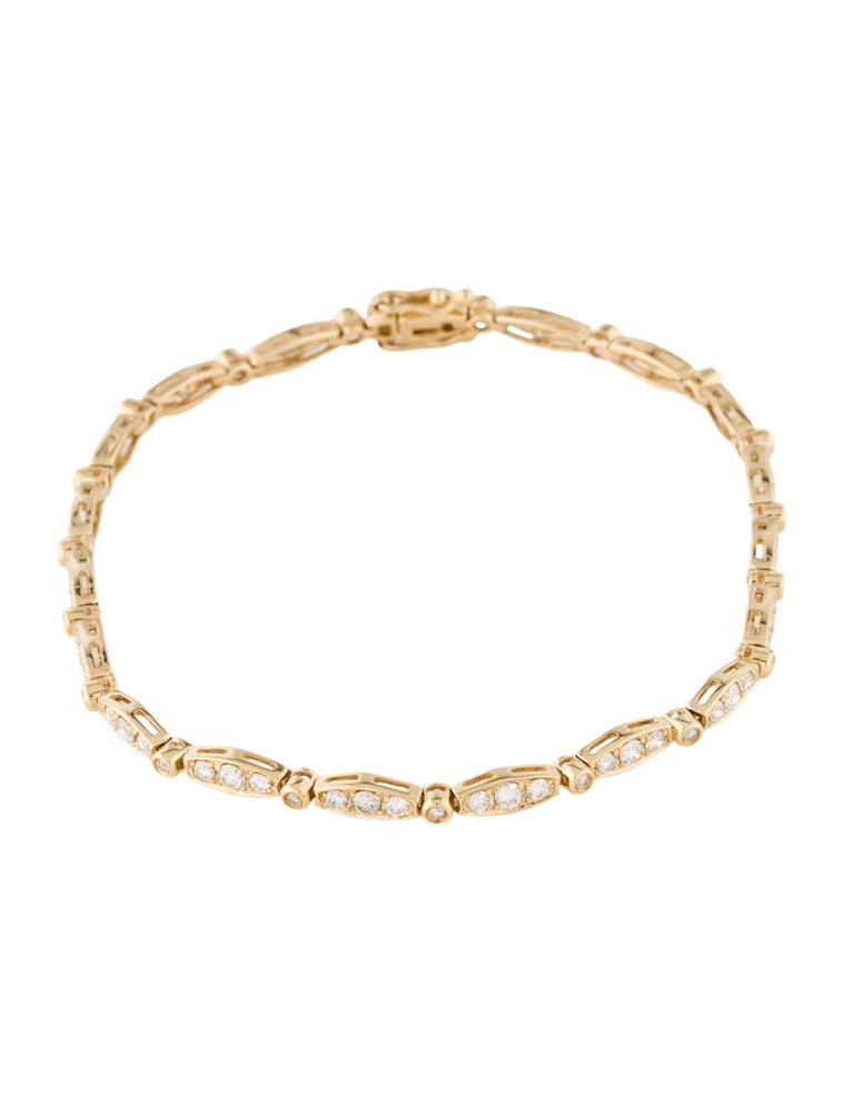 14K Gold Diamond Station Marquis Bracelet