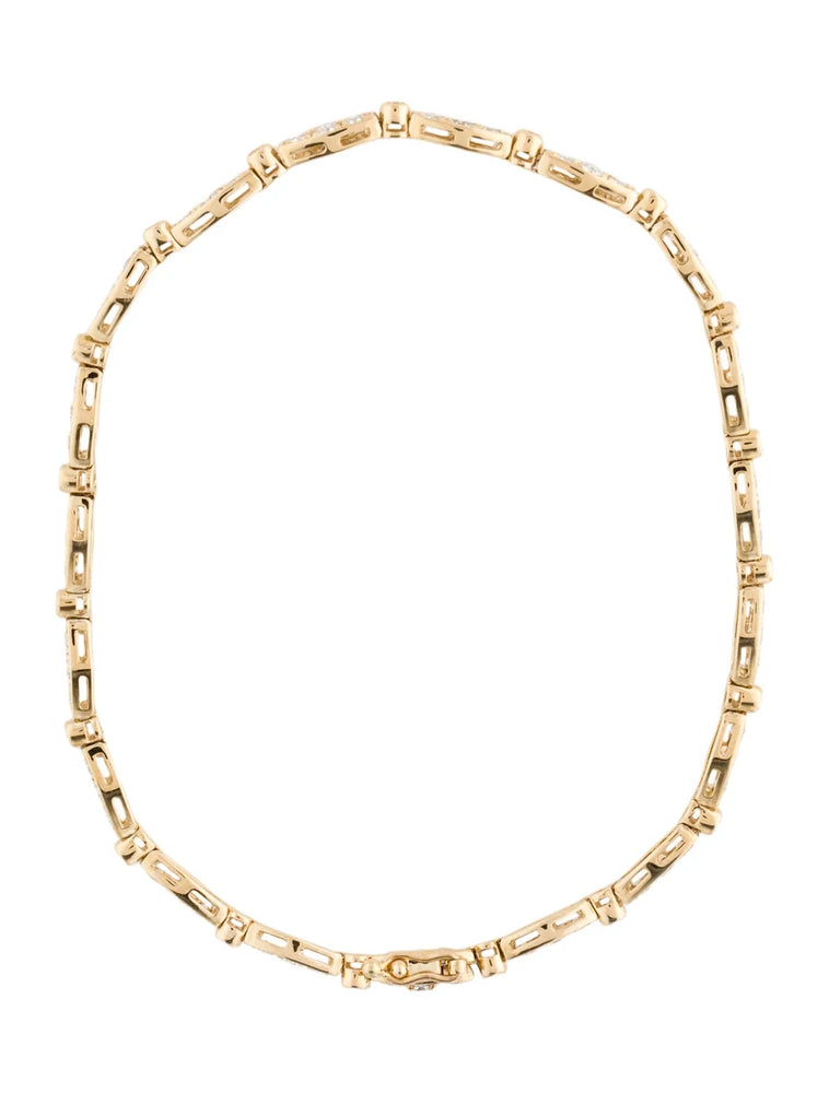 14K Gold Diamond Station Marquis Bracelet