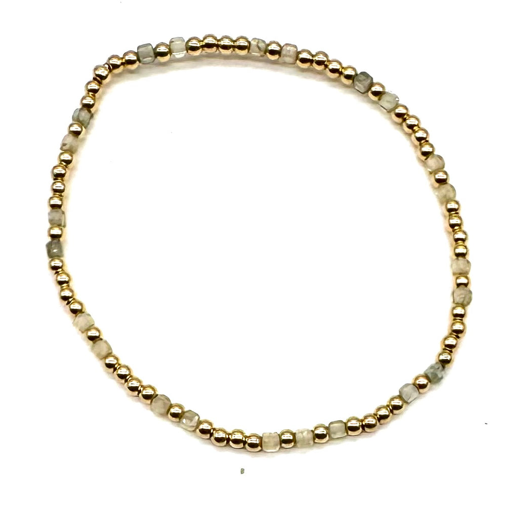 Gold Beaded Stretch Bracelet w/Novelty Stones