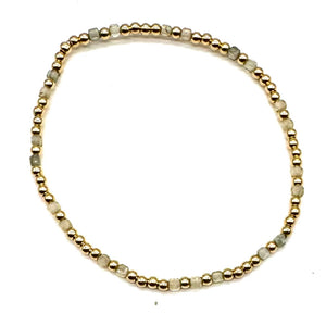 Gold Beaded Stretch Bracelet w/Novelty Stones