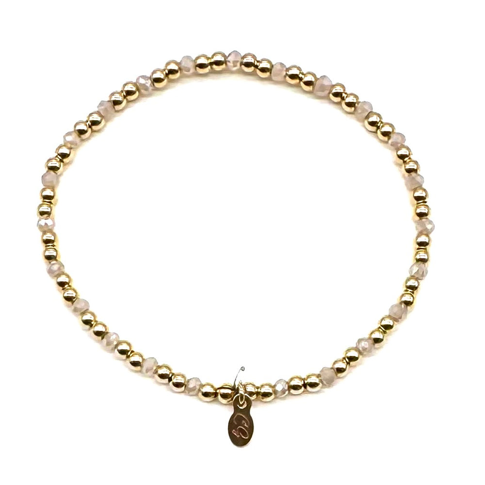 Gold Beaded Stretch Bracelet w/Novelty Stones