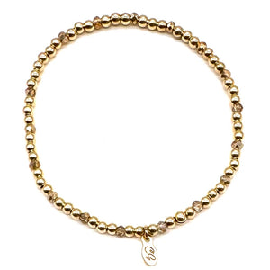 Gold Beaded Stretch Bracelet w/Novelty Stones