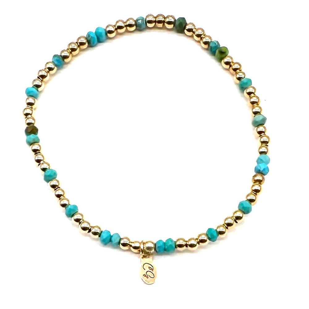 Gold Beaded Stretch Bracelet w/Novelty Stones