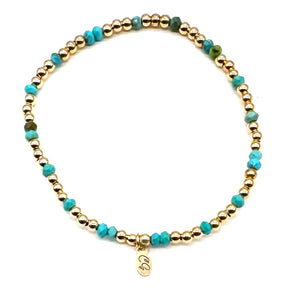 Gold Beaded Stretch Bracelet w/Novelty Stones