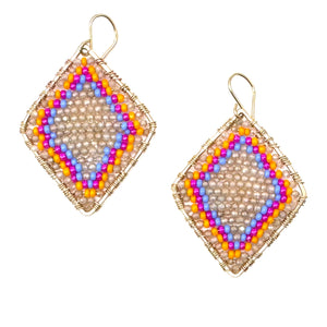 Gold Diamond Shape Earrings in Zinnia, Medium