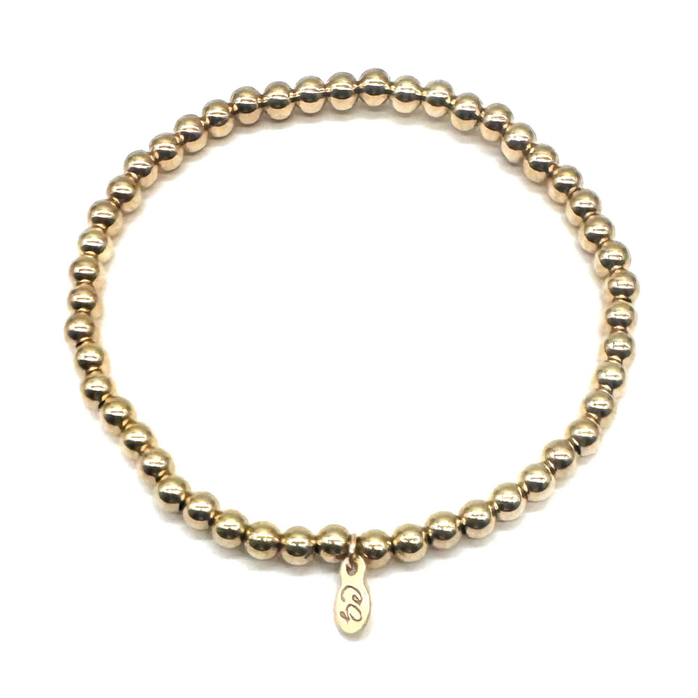 Gold Beaded Stretch Bracelet - 4 mm - Single