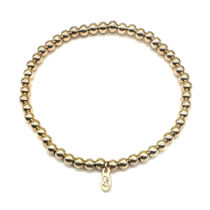 Gold Beaded Stretch Bracelet - 4 mm - Single