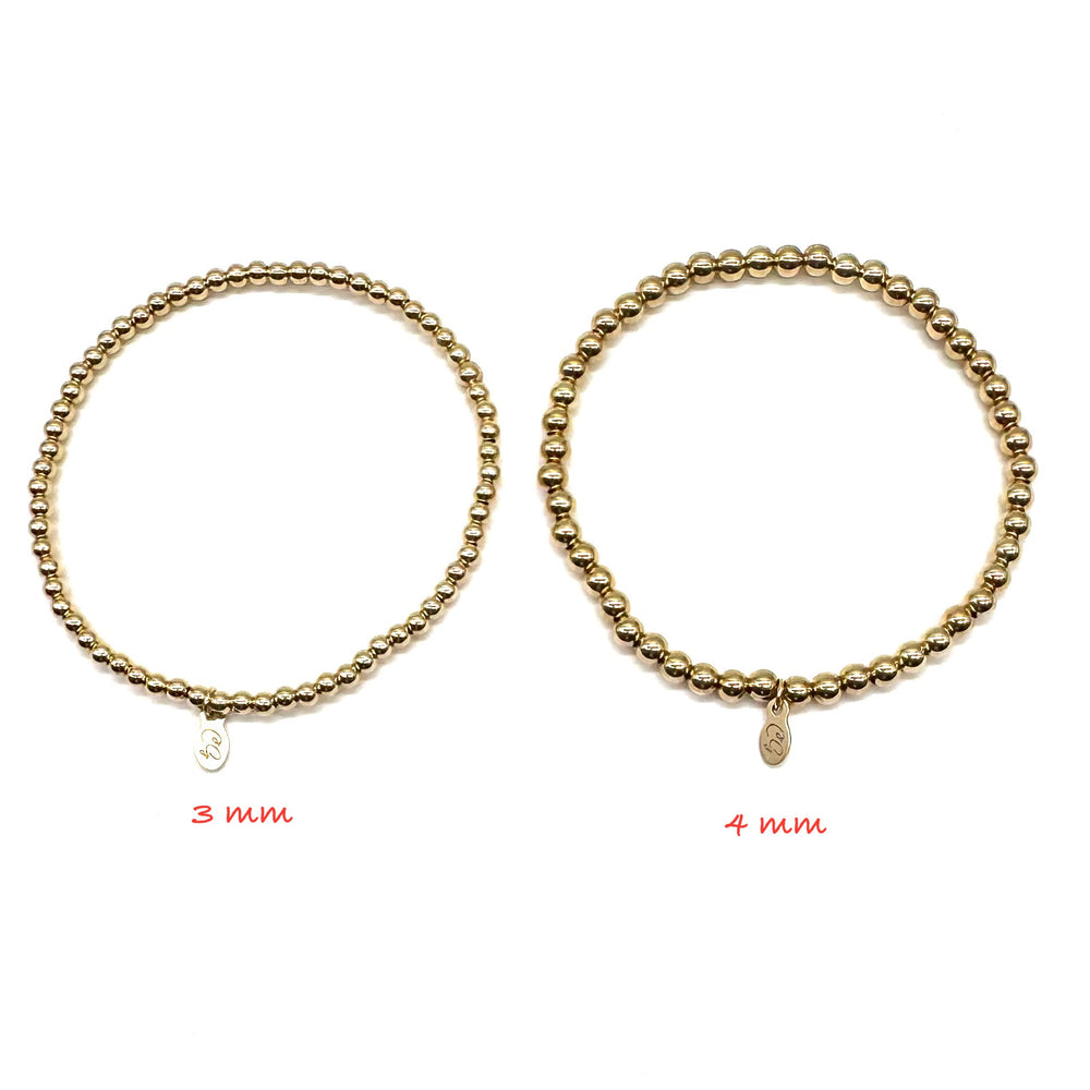 Gold Beaded Stretch Bracelet - 3 mm - Single