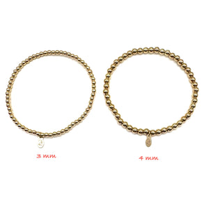Gold Beaded Stretch Bracelet - 3 mm - Single
