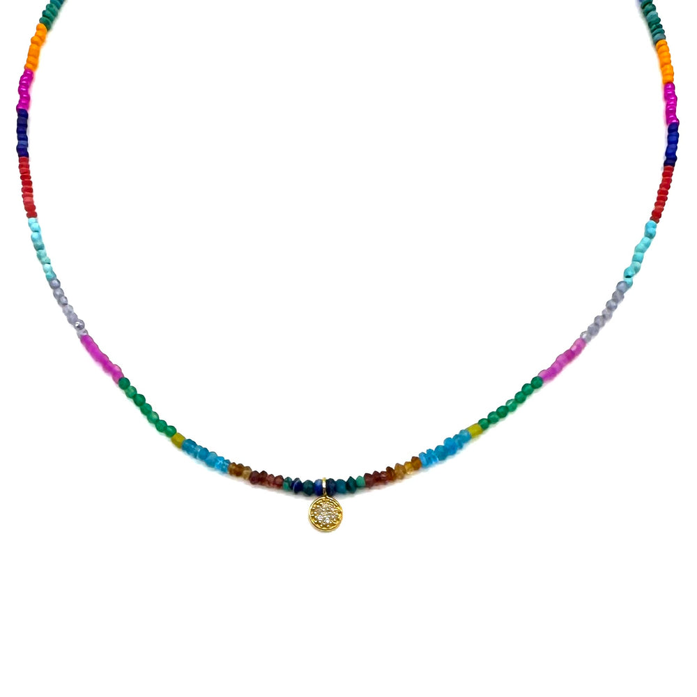 Rainbow + Pave Diamond Pendant Necklaces