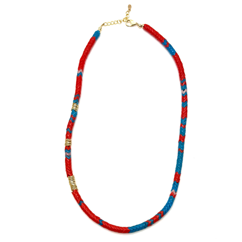 Chunky Vertebrae  Bead + Gold Necklace, 21- 23"