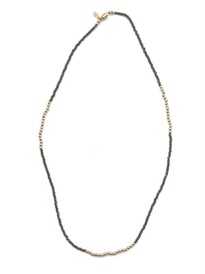 Triple Wrap Bracelet - Natural Pyrite + Gold Filled Round Beads