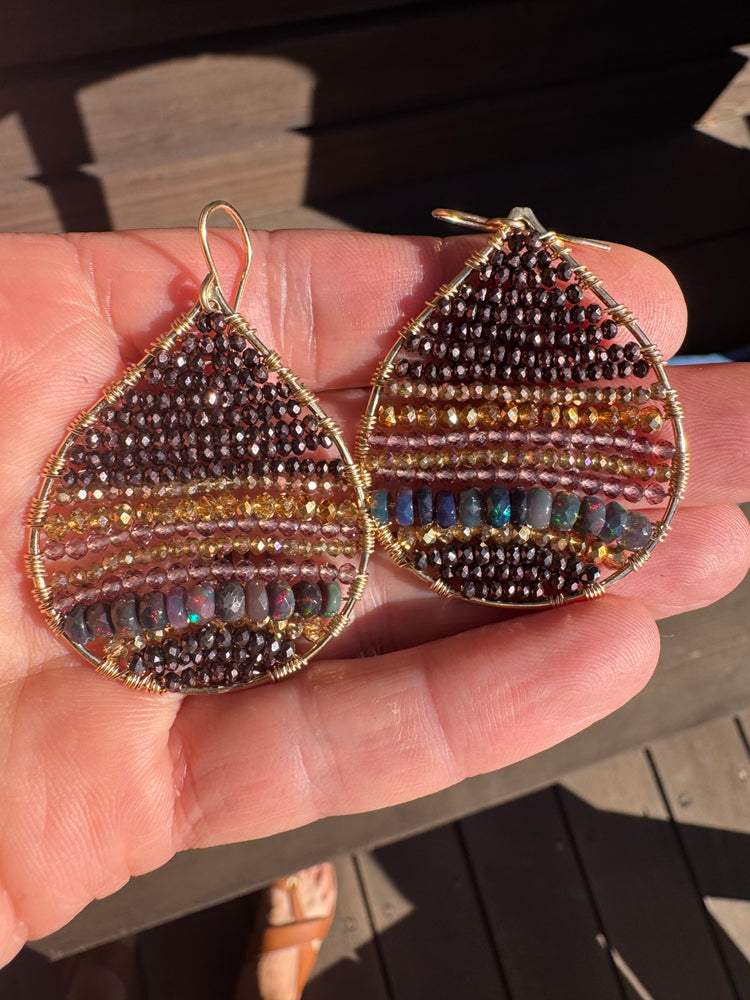 Gold Teardrop Earrings in Copper Mink, Medium