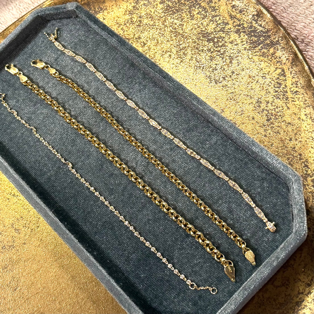 14K Gold Diamond Station Marquis Bracelet