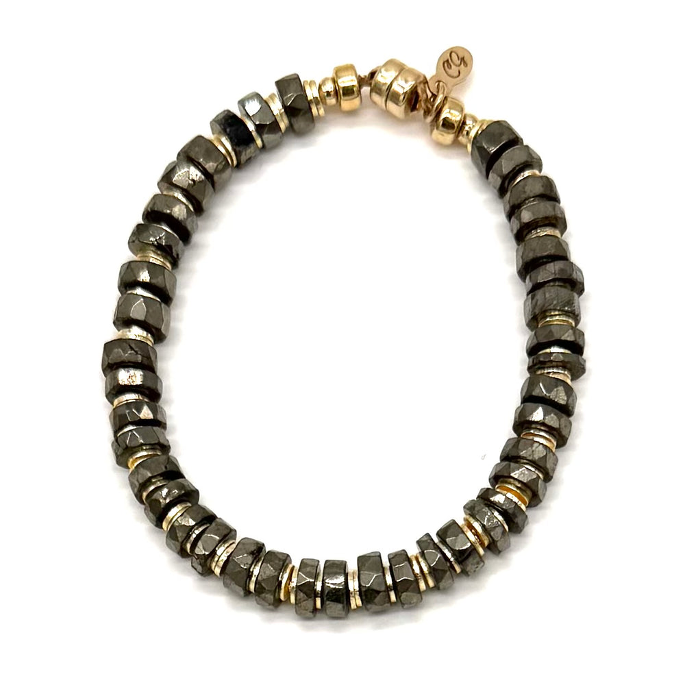 Chunky Gold Magnet Bracelet w/Pyrite
