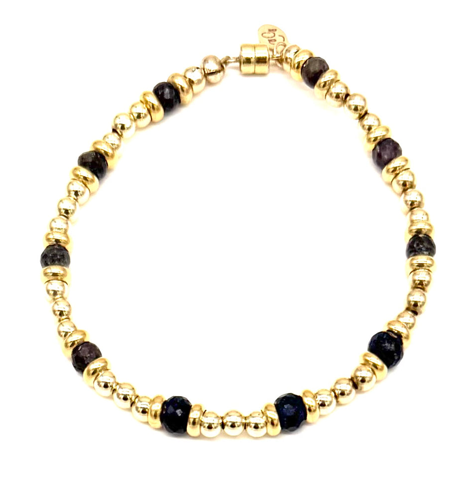 Chunky Gold Magnet Bracelet w/Sapphires