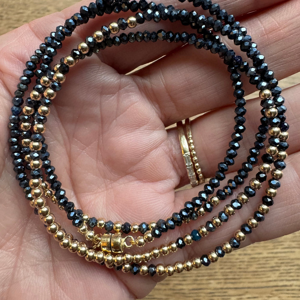 Gold Quadruple Wrap Bracelet - Midnight