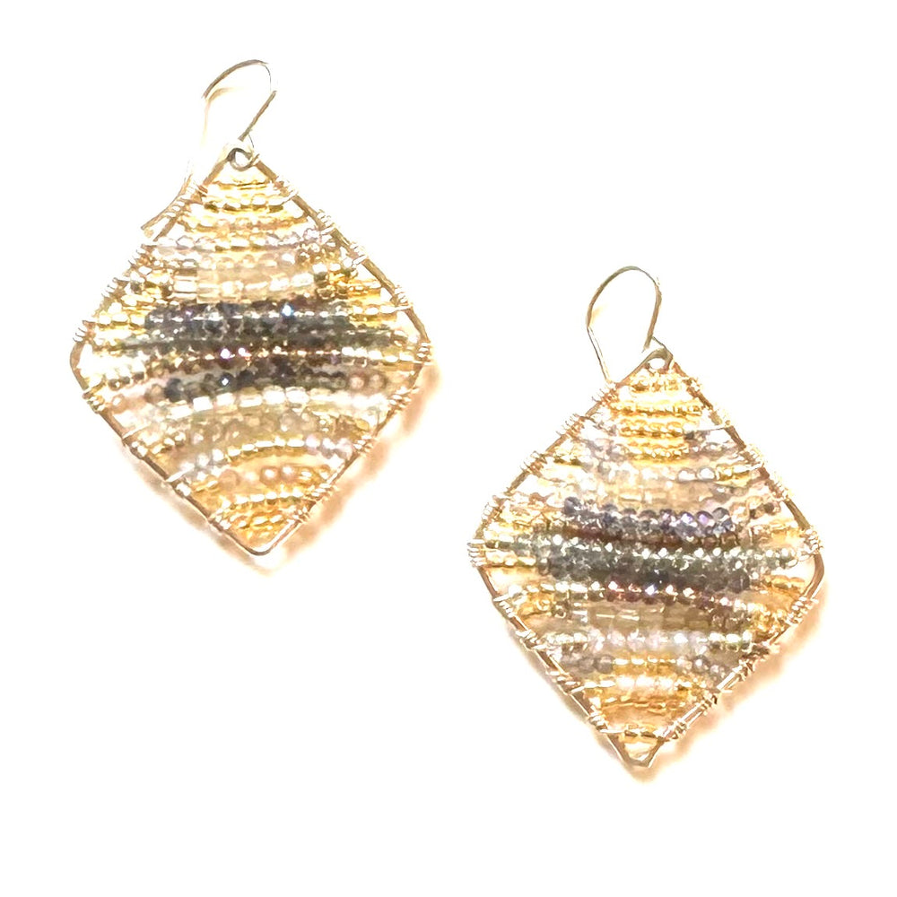 Gold Diamond Shape Earrings in Soirée, Medium