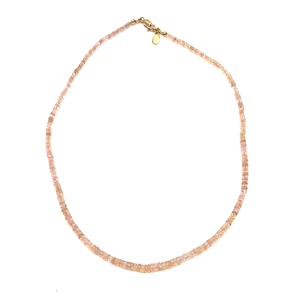 Peach Sapphire Chain Necklace - 16"