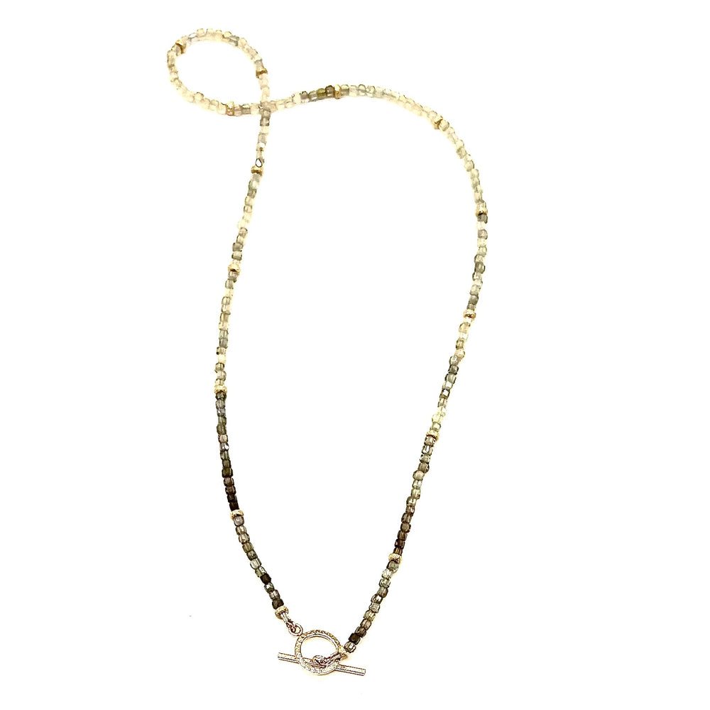 Cube Cut Olive Zircon Necklace in Gold - 17"